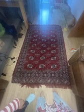 Vintage Hand Made Traditional Oriental Wool Red Large Rug 202x123cm