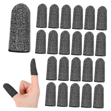 Lusofie 20PCS Gaming Finger Sleeves Silver Fiber Ultra-Thin Sweat-Absorbent 