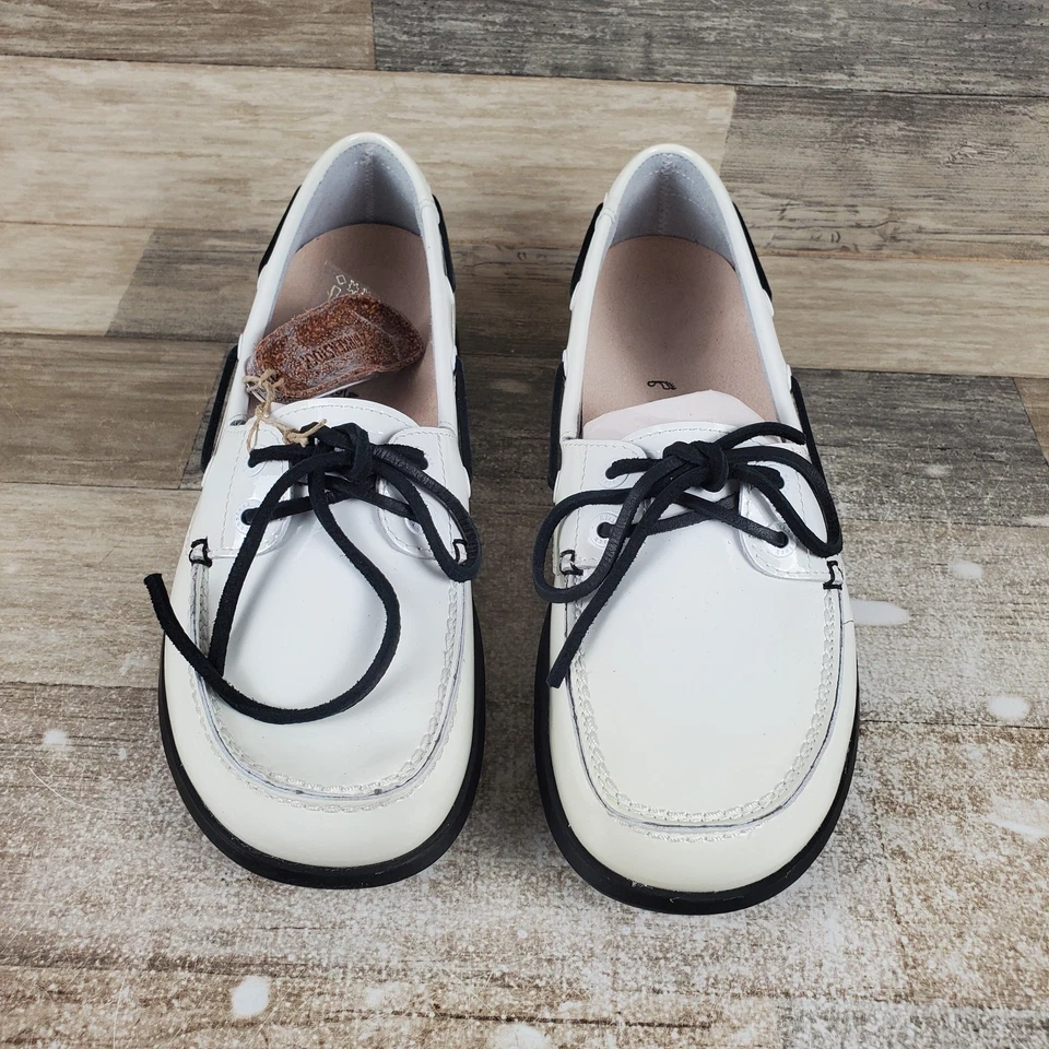 Birkenstock Tennessee Women Loafer Sz 9.5 White Patent Leather Lace Up Round Toe - Image 2 of 4