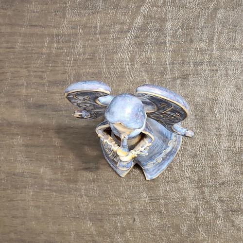 STUDIO POTTERY Blue Glazed Ceramic ANGEL w/ HORN Spanned Wings Detailed 7.75" - Picture 7 of 13