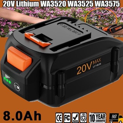 8AH For WORX 20V MAX Extend Lithium Battery 20 Volt WA3520 WA3525 WA3575 WG155