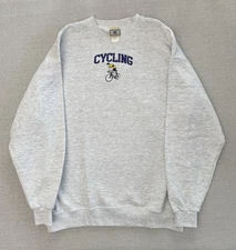 90s Style White/Grey Embroidered Cycling Crewneck Lee Heavyweight Size L
