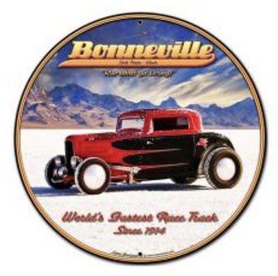 Bonneville Metal Sign 14x14 by Larry Grossman - LG597