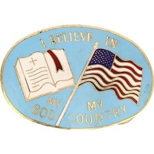 God Country American Pride Veteran Cowboy Patriotic Usa NOS Vintage Belt Buckle