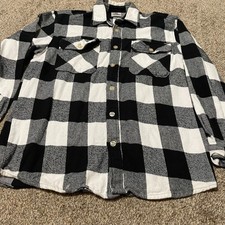 Rothco Men's Black White Buffalo Plaid Flannel Shirt Long Sleeve Size Medium