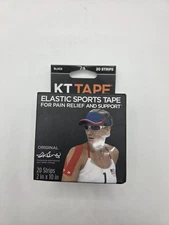 KT Tape Elastic Sports Tape For Pain Relief & Support Black 20 Strips