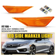 Front Bumper Reflector Side Marker Light Assembly For Honda Civic Coupe 2016-21