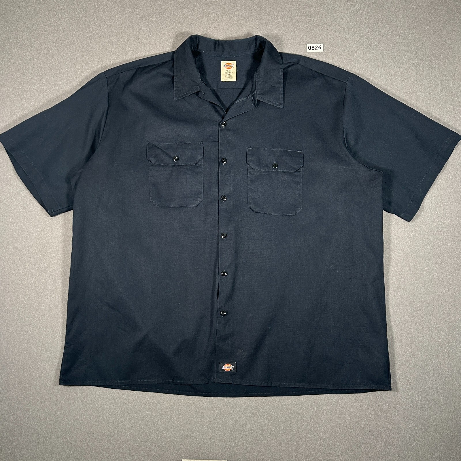 Dickies Work Shirt Mens XXXL Blue Short Sleeve Flex Canvas Flap Pockets USA