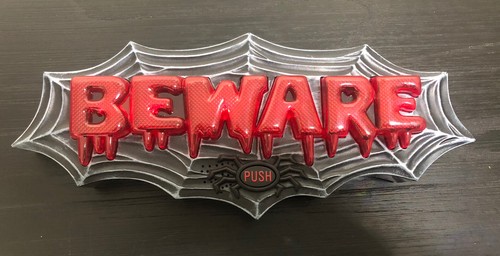 GEMMY BOO! SIGN & BEWARE SIGNLIGHTS SOUND HALLOWEEN WALL HANGING PROP - Picture 8 of 10