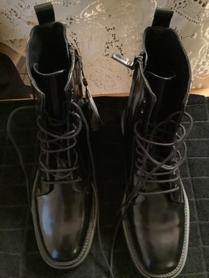 Massimo Dutti Women's Black Patent Leather Chelsea Boots EU 40 US 9 Read