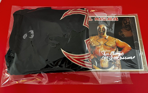 Mil Mascaras signed Wrestling Promo Card w/ Lucha Underground XXL T-Shirt - Picture 12 of 19
