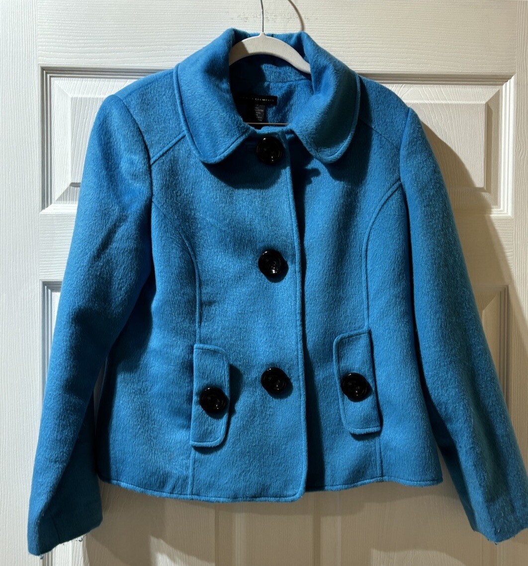 Grace Elements wool jacket Turquoise Fun Big Butt… - image 1
