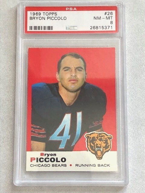 Brian Bryon Piccolo 1969 Topps Rookie Card #26 PSA 8 NM-MT Chicago Bears