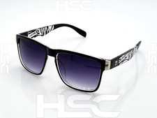 Quicksilver Sports Square Sunglasses Black Clear Zebra Frame Smoke Fade Lens NEW