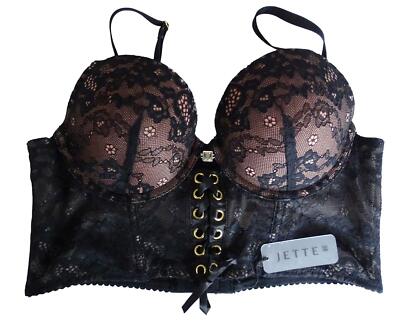 NEU Damen MARKEN Push-Up Bustier BH zum schnüren schwarz Gr. 80  (40)  Cup A