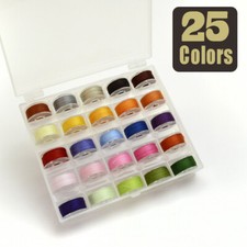 25X Sewing Machine Bobbins Thread Spools Case With Threads for Sewing Machine