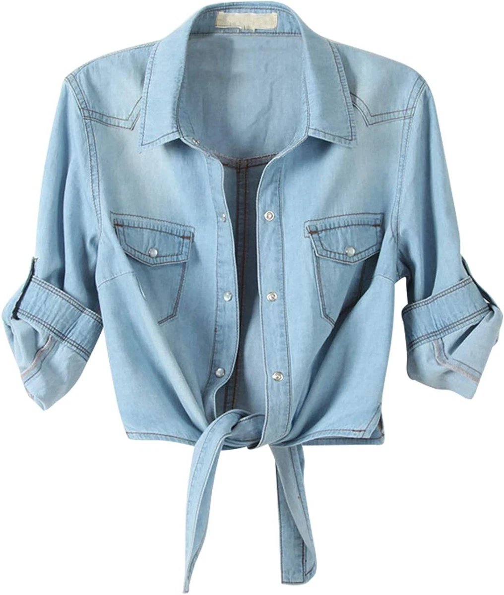 3 4 sleeve denim shirt