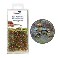 WWS Static Grass Tufts x 100 – Mixed Flowers, 10mm – Model Railway Wargame