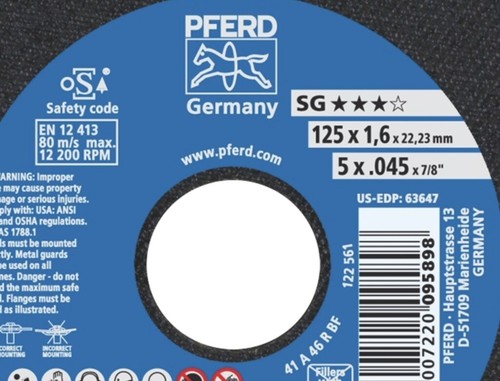 100x PFERD 125mm 5" Thin Cutting Disc Cut Off Wheel Metal Angle Grinder 61341112 - Picture 10 of 15