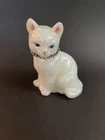 Vintage Fenton Signed Iridescent Opalescent Cat Figurine Jeweled Collar