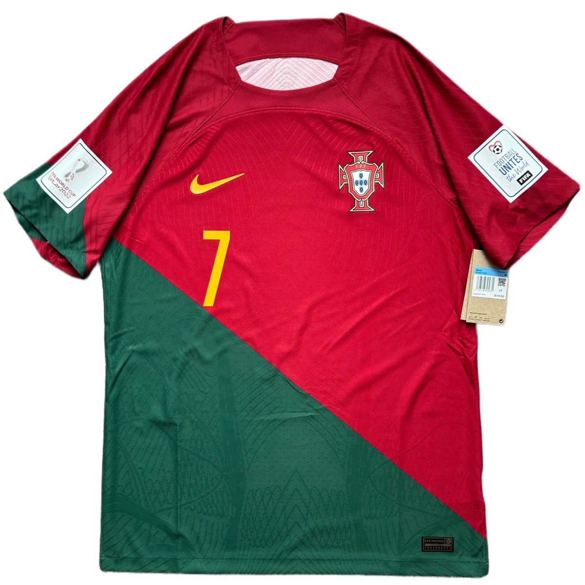 2022 Portugal Authentic Home Jersey #7 Ronaldo Medium Nike World