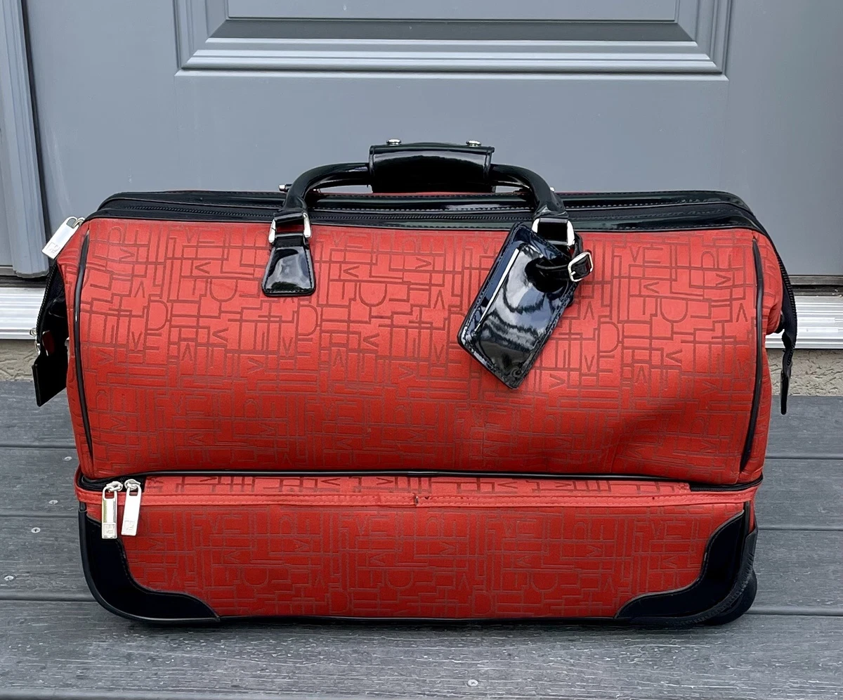 Diane Von Furstenberg DVF Red Luggage Wheeled Travel Roller Zip Bag