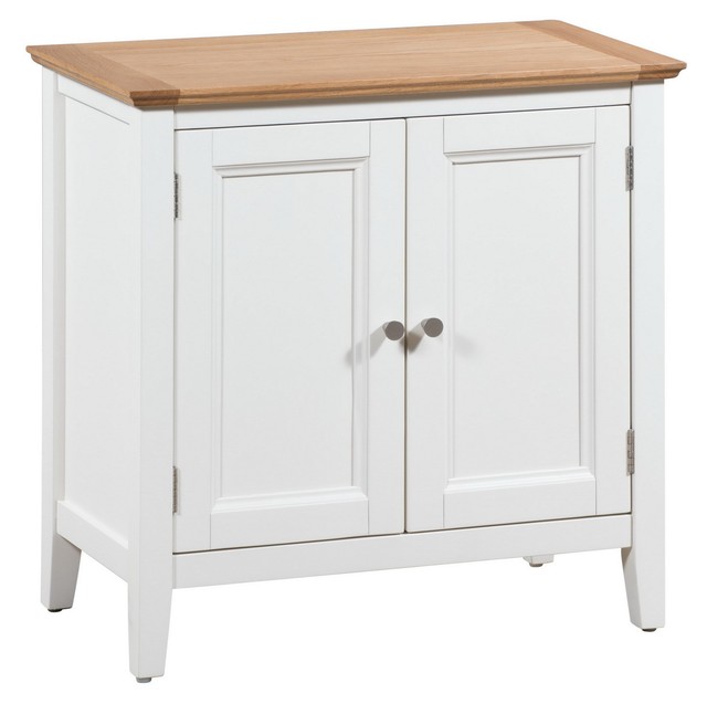 Clifton White Painted Cupboard Oak Top Storage With 2doors for sale
