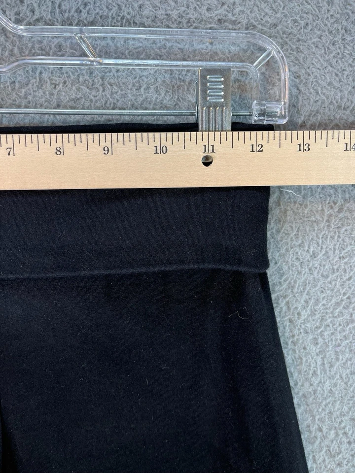 Pantalones de yoga T Party para mujer pequeños negros pierna ancha acampanados plegables cintura gimnasio Foto 4 de 4