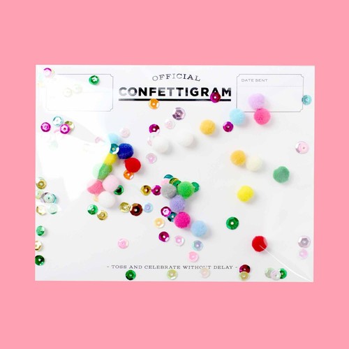 Grußkarte mit viel Konfetti und Pompoms, Confettigram - Bild 2 von 6
