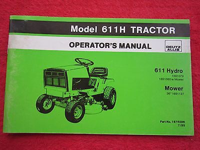 Operators Manual For Deutz 6265 Tractor Allis