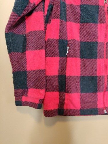 Columbia girls size L(14/16) fleece activewear jacket red & black plaid full zip - Picture 6 of 9