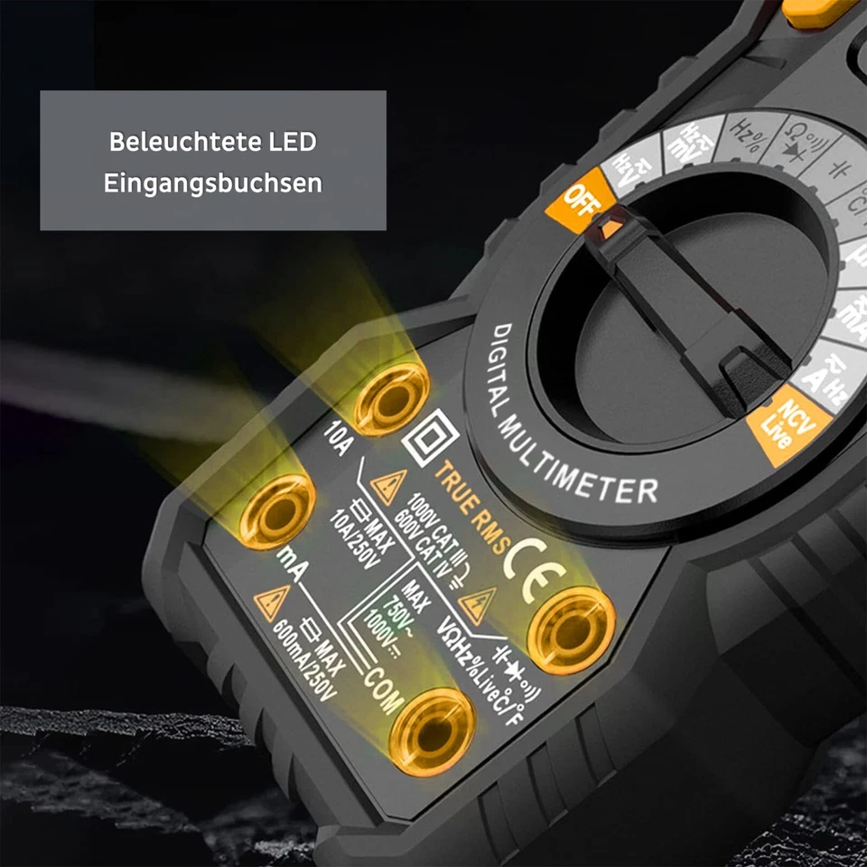 Multimeter Digital True RMS 1000V Strommessgerät 10A Durchgang Kapazität robust - Bild 3 von 4