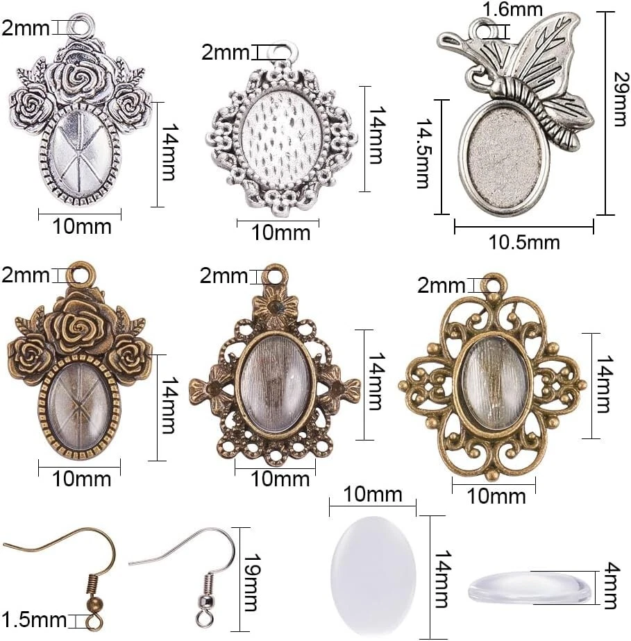 116 Piezas PH PandaHall 3 Estilo Gancho Pendiente Colgante Plata Antigua y Bronce LINDO Foto 2 de 4