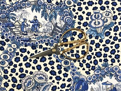 Brunschwig & Fils Chinese Leopard Porcelain Navy Blue Ivory