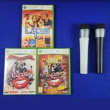 xbox 360 LIPS x3 ORIGINAL + NUMBER ONE HITS + PARTY + 2 Wireless Microphones PAL