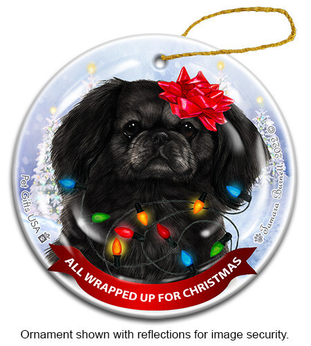 All Wrapped Up Ornament - Black Pekingese - Picture 1 of 1
