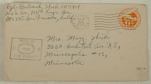 LOT OF 45 WWII 1945 6 CENT AIRMAIL COVERS CENSORED ENVELOPES WICK - Picture 6 of 10