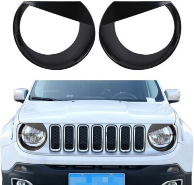 #ad #ad Black Headlight Cover Accessories Bezels Trim for 2015 2016 17 18 Jeep Renegade $26.49