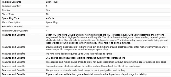 4 Spark Plugs Bosch Double Iridiums For 2002-2003 MAZDA PROTEGE5 L4-2.0L - Image 4 of 4