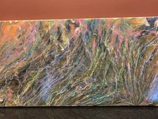 Granite Wisps Green Black White Abstract Acrylic Pour Painting Canvas