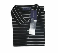 $295 Ralph Lauren Purple Label Italy Mens Striped Button Short Sleeve Polo Shirt