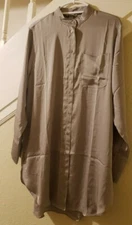 H&M GRAY BUTTON UP long almost dress ..would go with leggings 