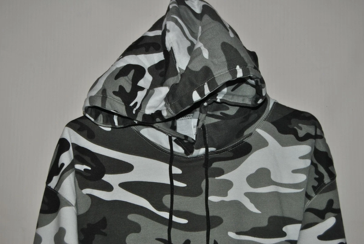 Men s CODE V Black Gray White Camouflage Hoodie Sweatshirt Size XL