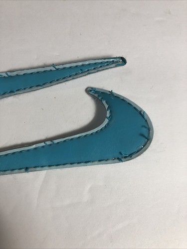 Nike Swoosh Patch Lot 2 Run Shoe Sneaker Skating Badge Logo Vinyl Baby Blue - Picture 3 of 5