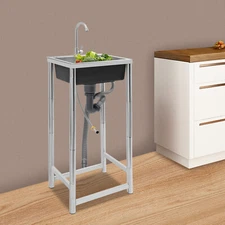 1 Compartment Stainless Steel Kitchen Sink With Faucet Commercial Utility Sink