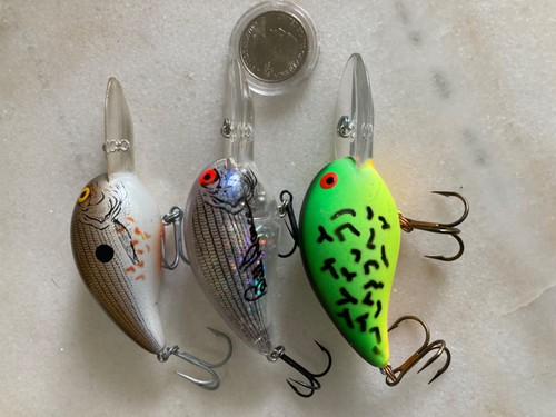 LOT 3 BOMBER CRANKBAITS FAT A FISHING LURES RATTLES DIVER BILL DANCE SHAD FIRE - Picture 5 of 8