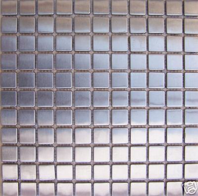  1 x 1 carrelage métallique brossé en acier inoxydable (1 pi2 / article) - Photo 1 sur 1