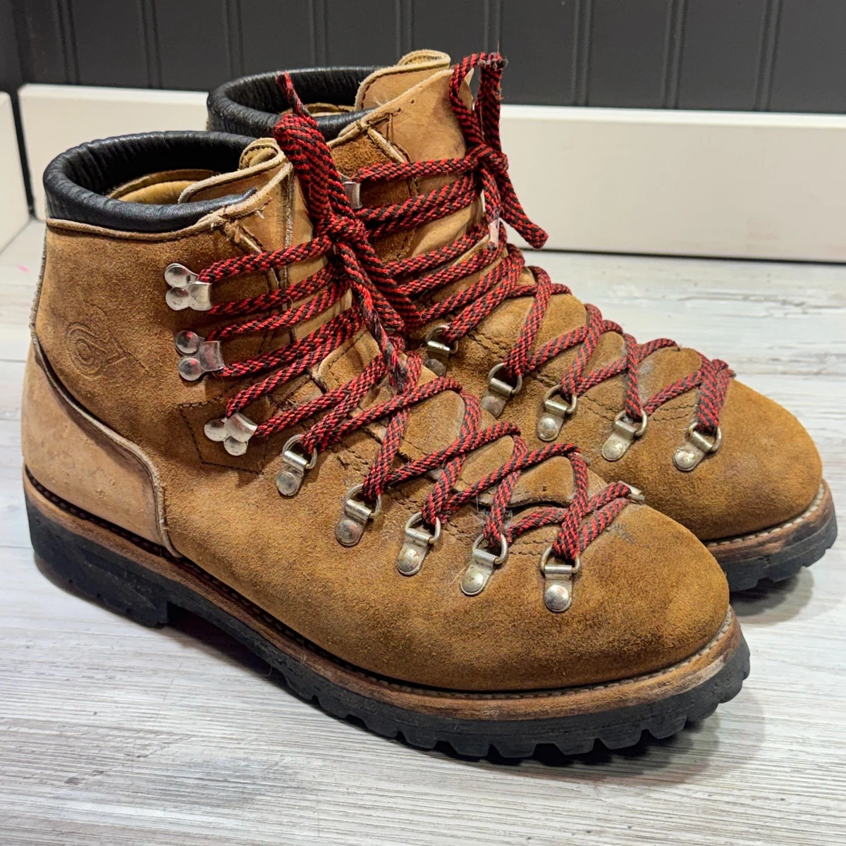 Vintage Spanish Leather Hiking Boots 9D Brown Mountaineering Gorpcore Heritage Mens Vintage Mountaineering Boots for sale - eBay main image 2