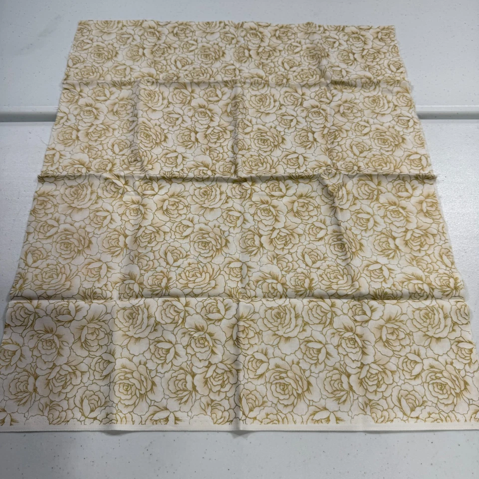 timeless treasures quilting fabric cotton 23x43 beige roses floral 6357 18x43 - Image 2 of 4
