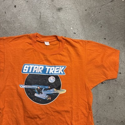  Vintage Star Trek U.S.S Enterprise Orange T-Shirt Size Small 16.5x25